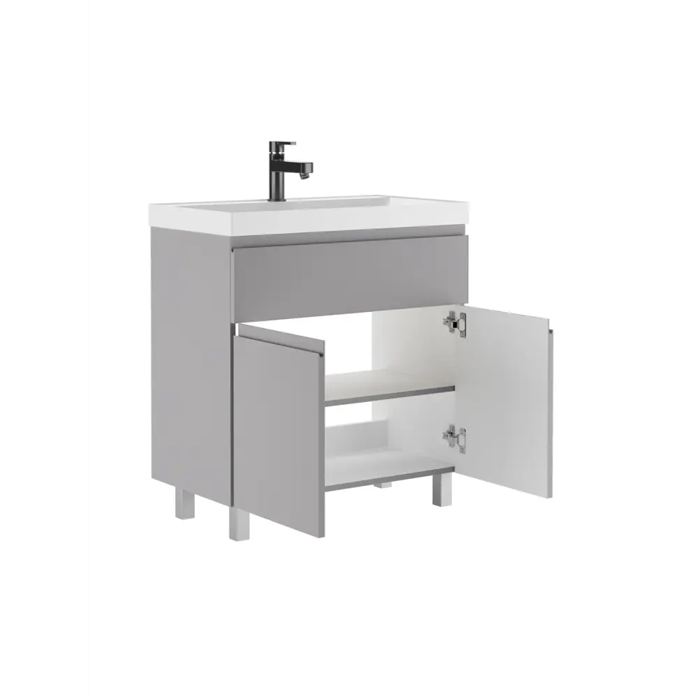 Фото 3 Тумба под раковину напольная Домино DGr2416T 79см цвет светло-серый Фото 3 Тумба под раковину напольная Домино DGr2416T 79см цвет светло-серый