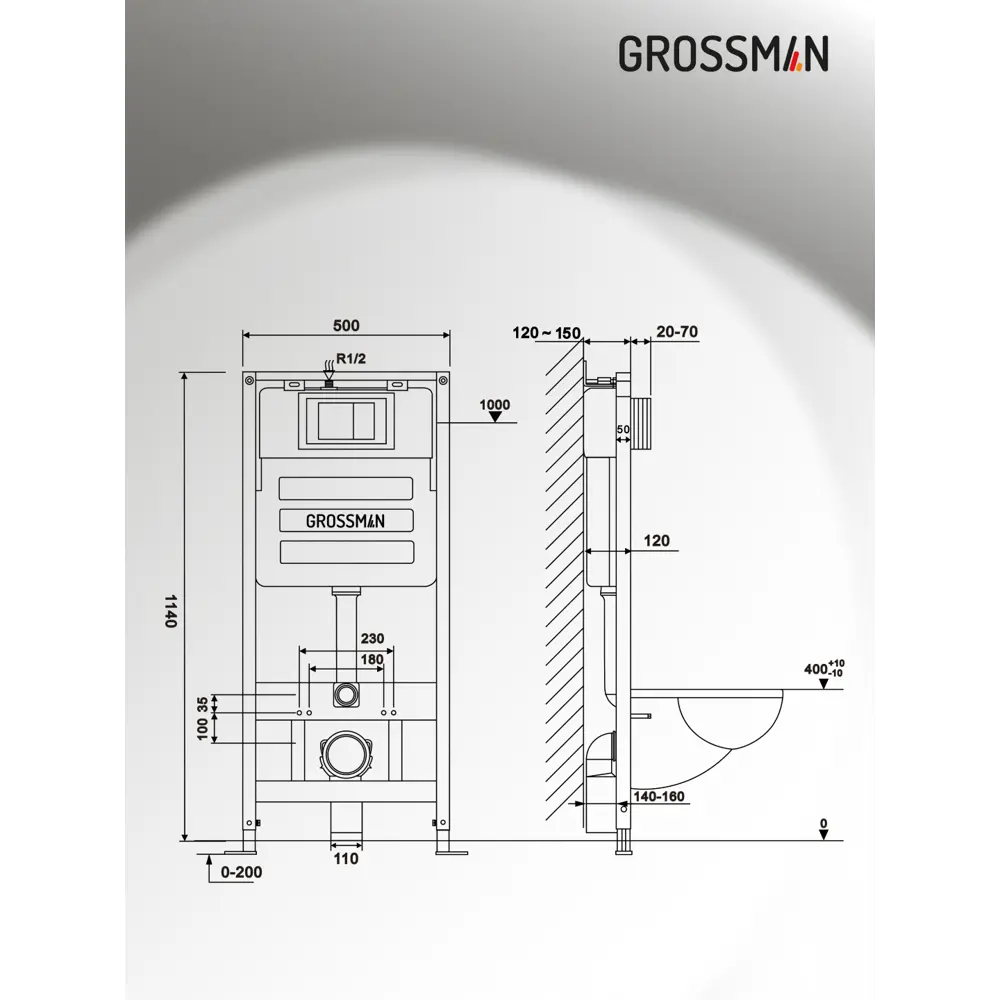Фото 19 Комплект инсталляция с унитазом Grossman Gr-4411s 97.4411S.03.210 цвет белый