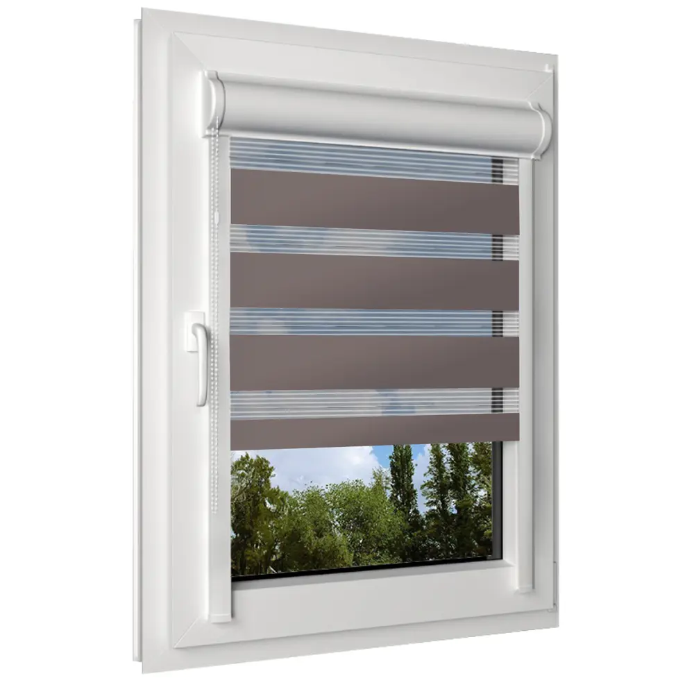 Фото Рулонная штора день/ночь Унистайл LKRZKORI086210, 86x210 см, цвет коричневый