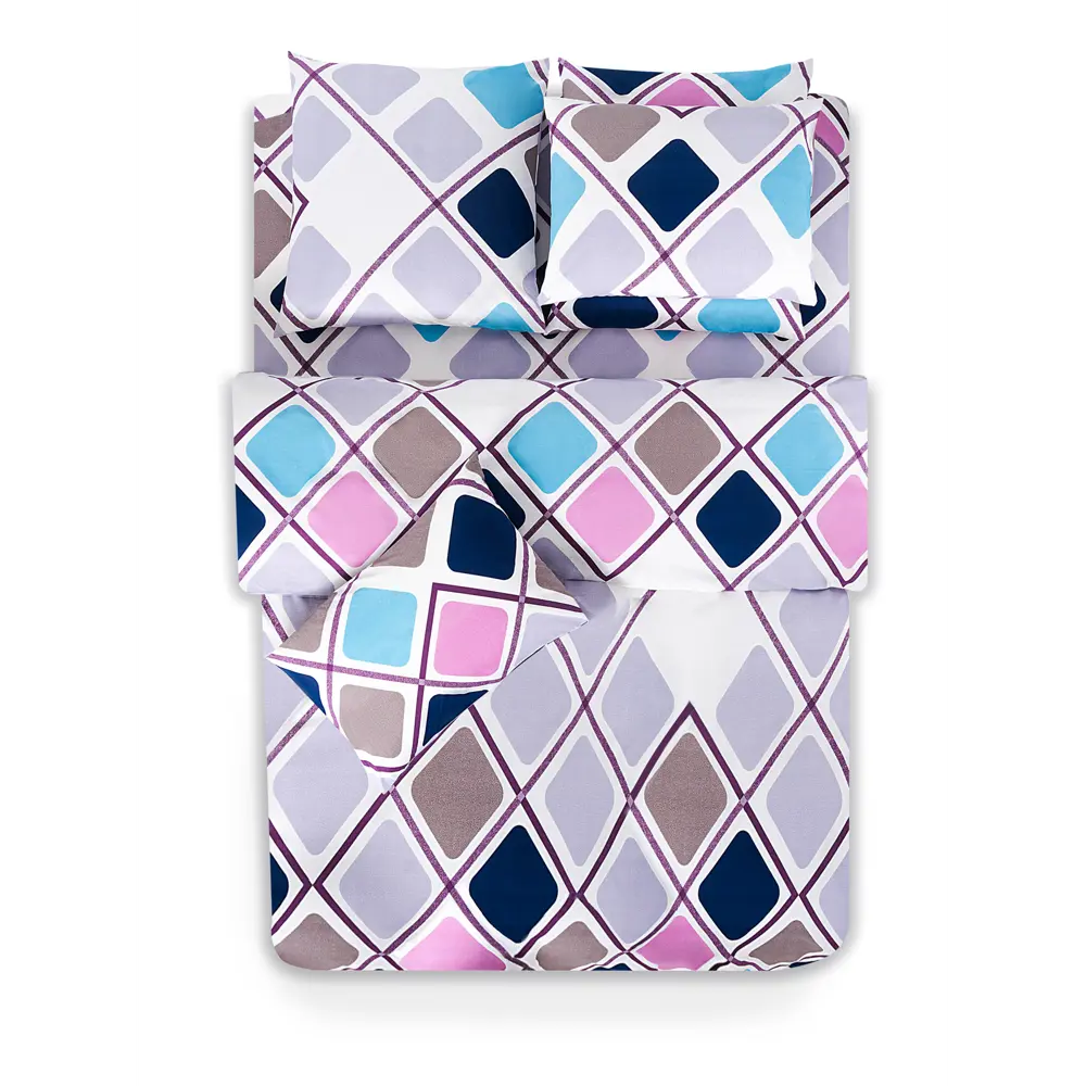 Фото 4 Комплект постельного белья Prime prive Свен перкаль евро наволочки 50 x 70- 2 шт цвет синий, розовый, сиреневый