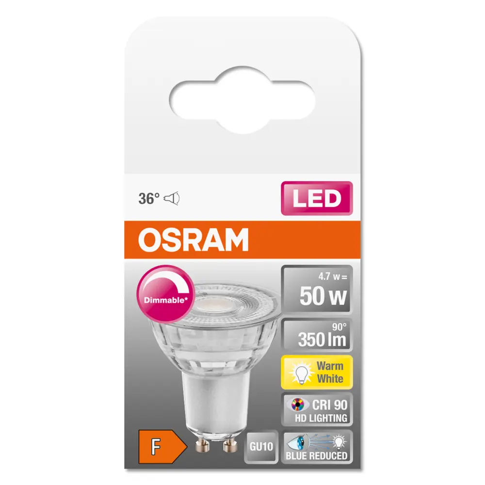 Фото 3 Набор ламп светодиодных Osram 4058075613089-3 GU10 220-240 В 4.7 Вт спот 350 Лм теплый белый (желтый) свет 3 шт Фото 3 Набор ламп светодиодных Osram 4058075613089-3 GU10 220-240 В 4.7 Вт спот 350 Лм теплый белый (желтый) свет 3 шт