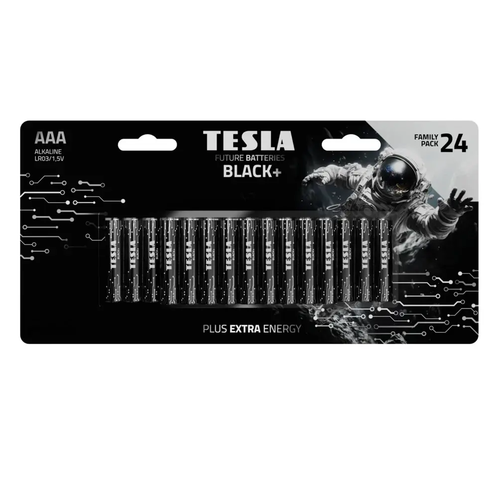 Фото Батарейка Tesla Black+ алкалиновая LR03 AAA 24 шт. Фото Батарейка Tesla Black+ алкалиновая LR03 AAA 24 шт.