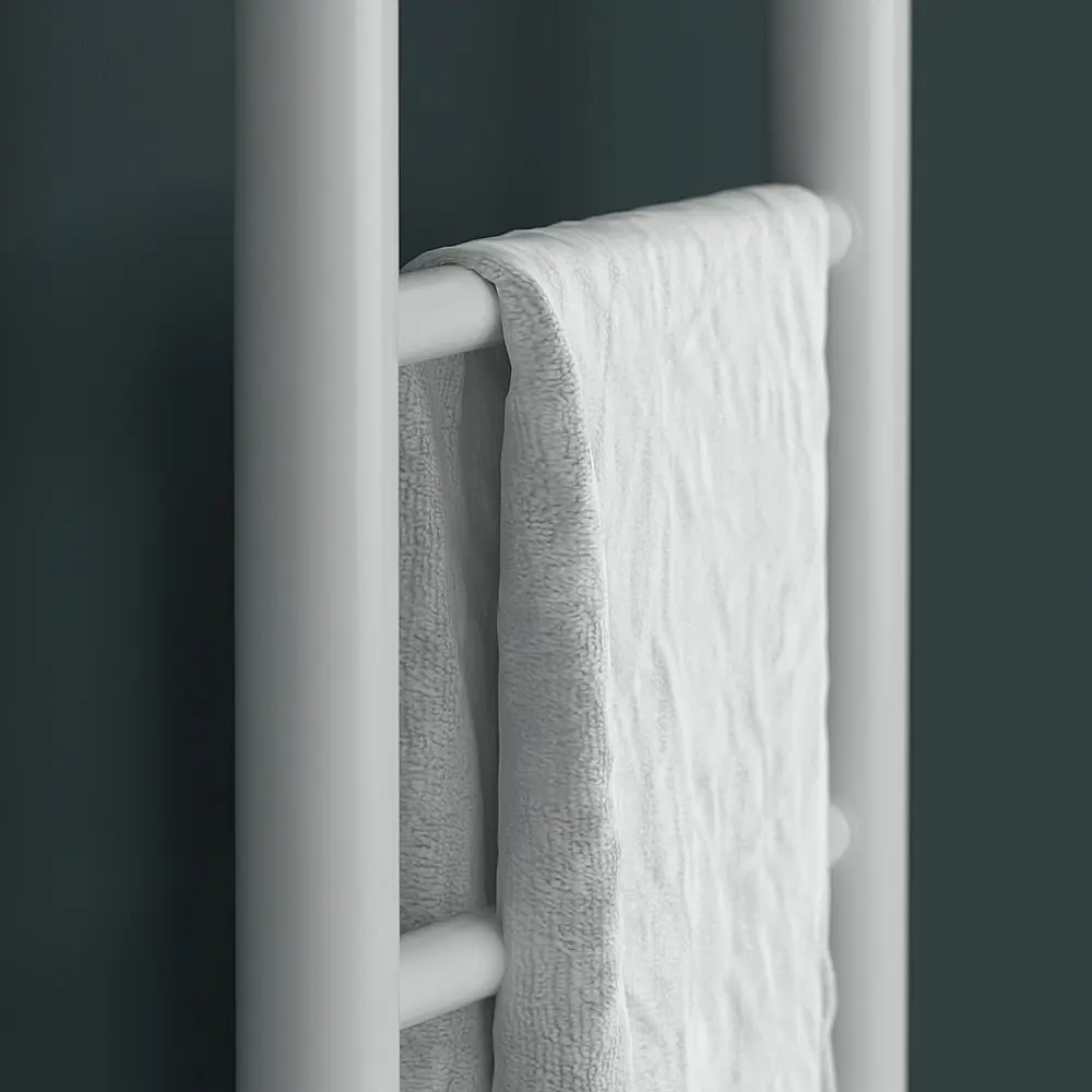Фото 3 Полотенцесушитель водяной лестница Onix Classic white right 80x30 см боковая правая подводка нержавеющая сталь цвет белый