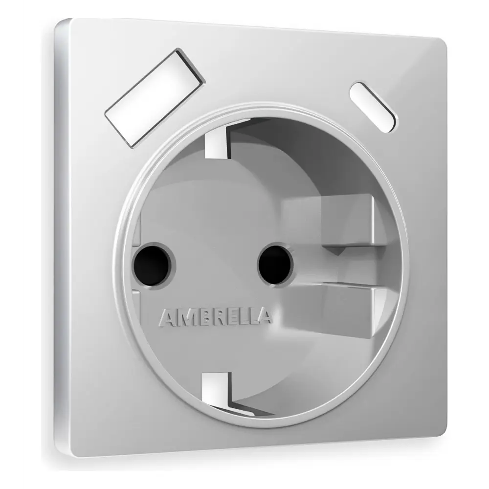 Фото Накладка для розетки с заземлением со шторками 2USB A+C Ambrella volt Alfa AP4100 цвет серебро глянец Фото Накладка для розетки с заземлением со шторками 2USB A+C Ambrella volt Alfa AP4100 цвет серебро глянец