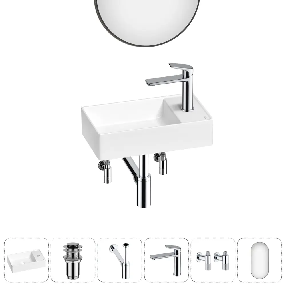 Фото Раковина мини Wellsee WC Area 41см комплект 6 в 1 20218095R