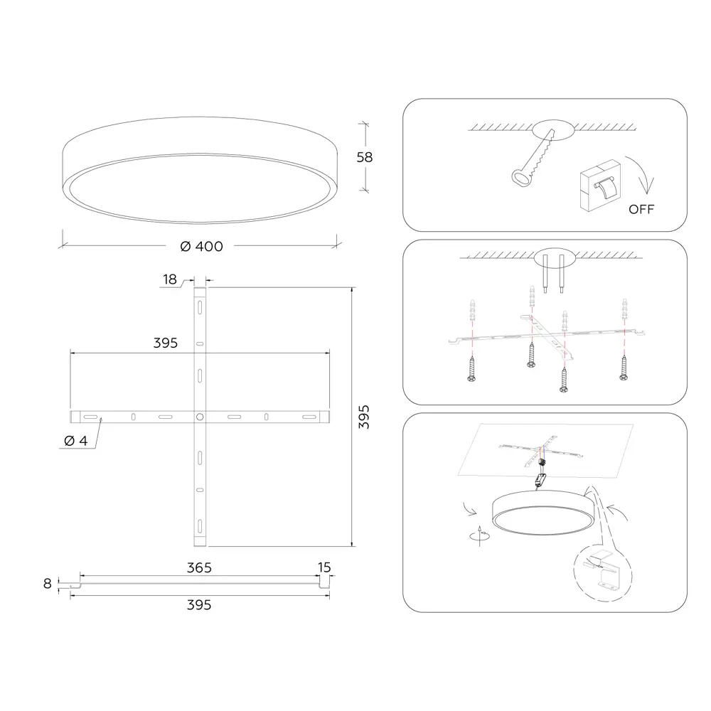Фото 15 Светильник настенно-потолочный светодиодный Ambrella light Fv5528 8 м² нейтральный белый свет цвет белый Фото 15 Светильник настенно-потолочный светодиодный Ambrella light Fv5528 8 м² нейтральный белый свет цвет белый