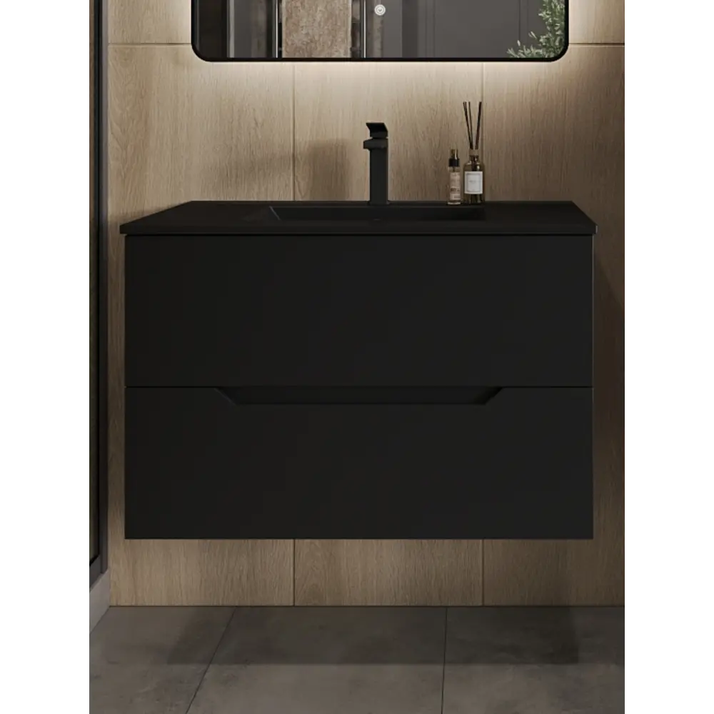 Фото Тумба под раковину Topline TLLi-80Tub+BLRA подвесная с раковиной 80 см цвет черный матовый Фото Тумба под раковину Topline TLLi-80Tub+BLRA подвесная с раковиной 80 см цвет черный матовый