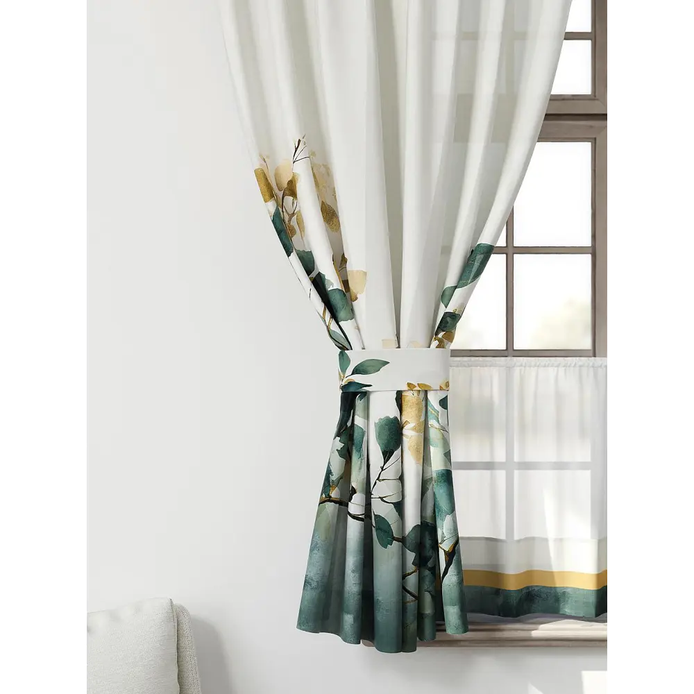 Фото 4 Комплект штор Comfy way CW705111-160 на шторной ленте 160x150 см цвет белый, серый, сине-зеленый Фото 4 Комплект штор Comfy way CW705111-160 на шторной ленте 160x150 см цвет белый, серый, сине-зеленый