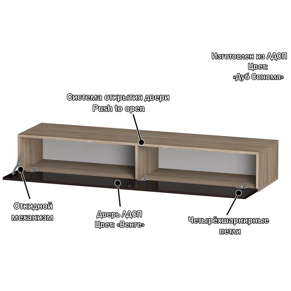 Фото 2 Полка Furnistyle 11780 160x25x42 см ЛДСП цвет венге, дуб сонома Фото 2 Полка Furnistyle 11780 160x25x42 см ЛДСП цвет венге, дуб сонома