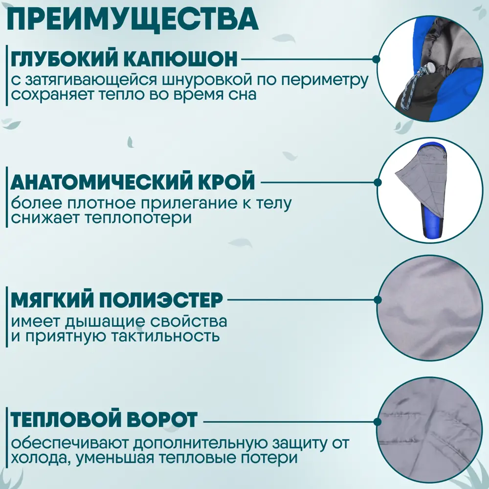 Фото 4 Спальный мешок зимний Jungle Camp Bizon Jr трехсезонный левая молния цвет серый/синий Фото 4 Спальный мешок зимний Jungle Camp Bizon Jr трехсезонный левая молния цвет серый/синий