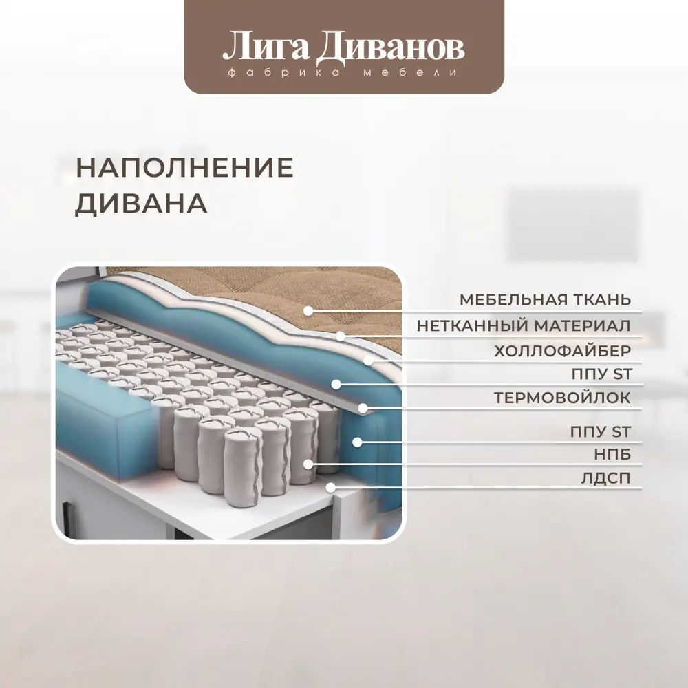 Фото 6 Диван раскладной Лига диванов 434x90x160 см рогожка цвет амур 10 голубой Фото 6 Диван раскладной Лига диванов 434x90x160 см рогожка цвет амур 10 голубой