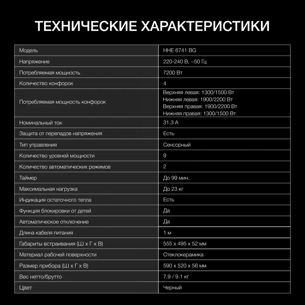 Фото Индукционная варочная панель Hyundai 2028079 52 см 4 конфорки цвет черный Фото Индукционная варочная панель Hyundai 2028079 52 см 4 конфорки цвет черный