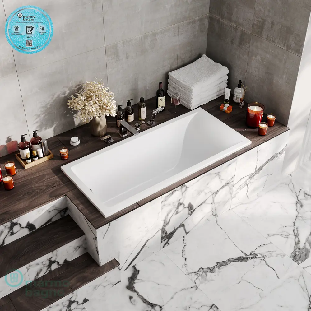 Фото 6 Прямоугольная ванна Marmo Bagno Алесса MB-ALN150-70 искусственный камень 150x70см Фото 6 Прямоугольная ванна Marmo Bagno Алесса MB-ALN150-70 искусственный камень 150x70см