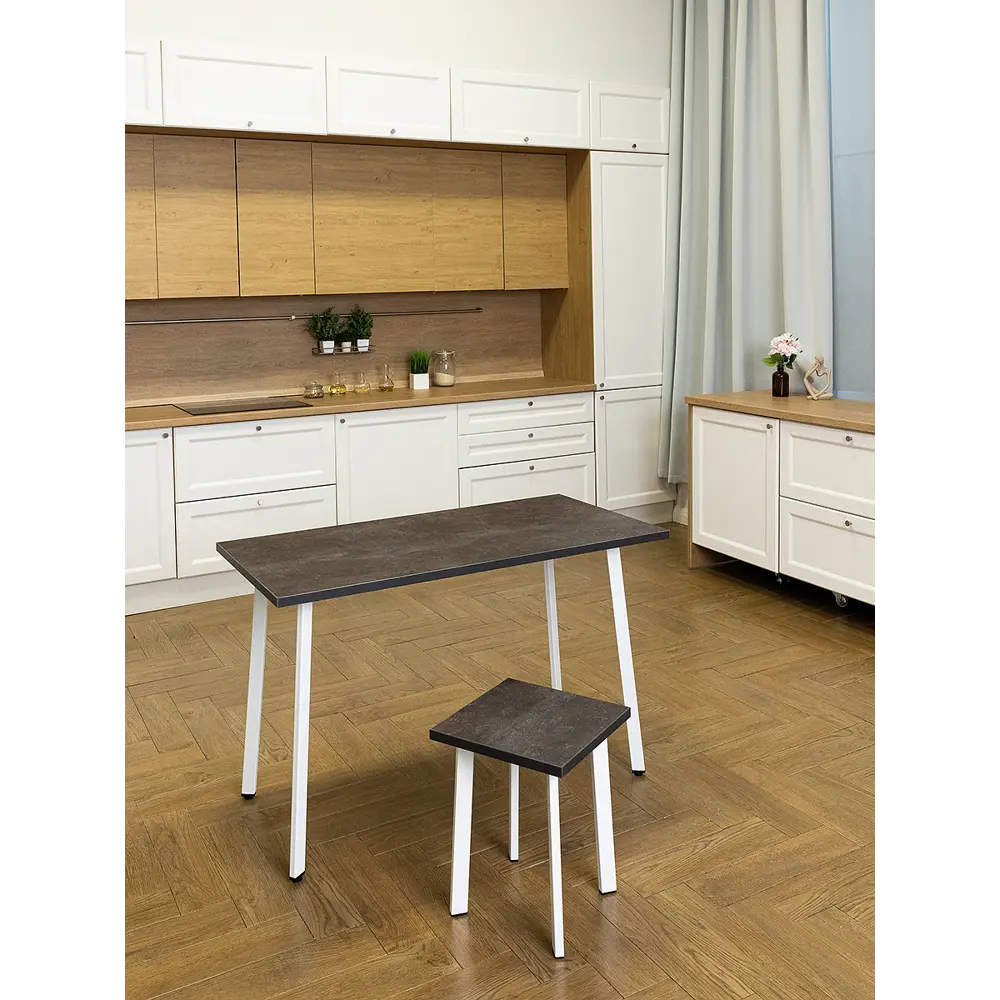 Фото Кухонный стол Diko Loft Delight Dining DL-868315 120х70х75 см цвет ателье темный Фото Кухонный стол Diko Loft Delight Dining DL-868315 120х70х75 см цвет ателье темный