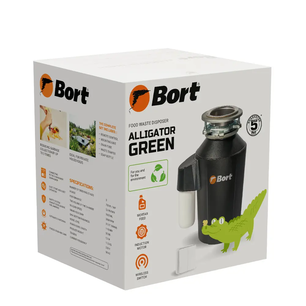 Фото 6 Кухонный измельчитель пищевых отходов Alligator Green Bort 1.60 л 750 Вт 2800 об/мин цвет Серый Фото 6 Кухонный измельчитель пищевых отходов Alligator Green Bort 1.60 л 750 Вт 2800 об/мин цвет Серый