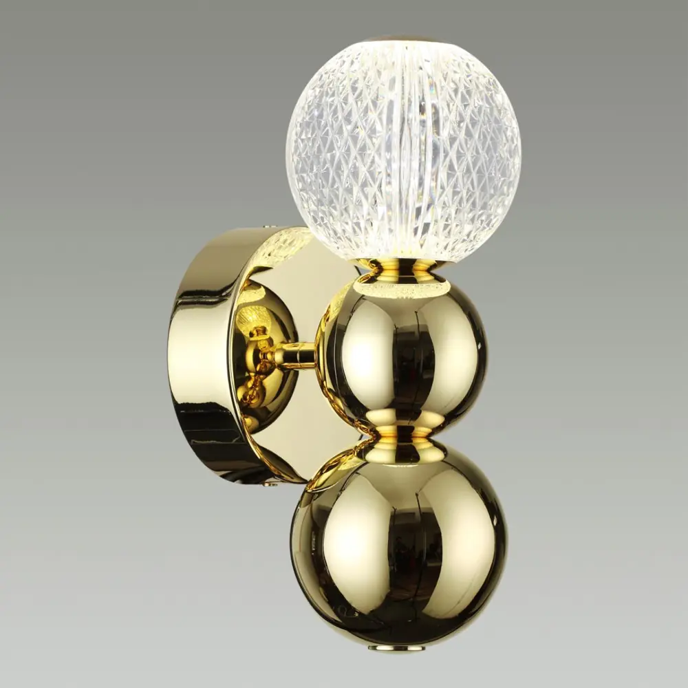 Фото 3 Настенный светильник светодиодный Odeon Light Crystal 5008/4wl холодный белый (голубой) свет цвет металл/золото/прозрачный Фото 3 Настенный светильник светодиодный Odeon Light Crystal 5008/4wl холодный белый (голубой) свет цвет металл/золото/прозрачный