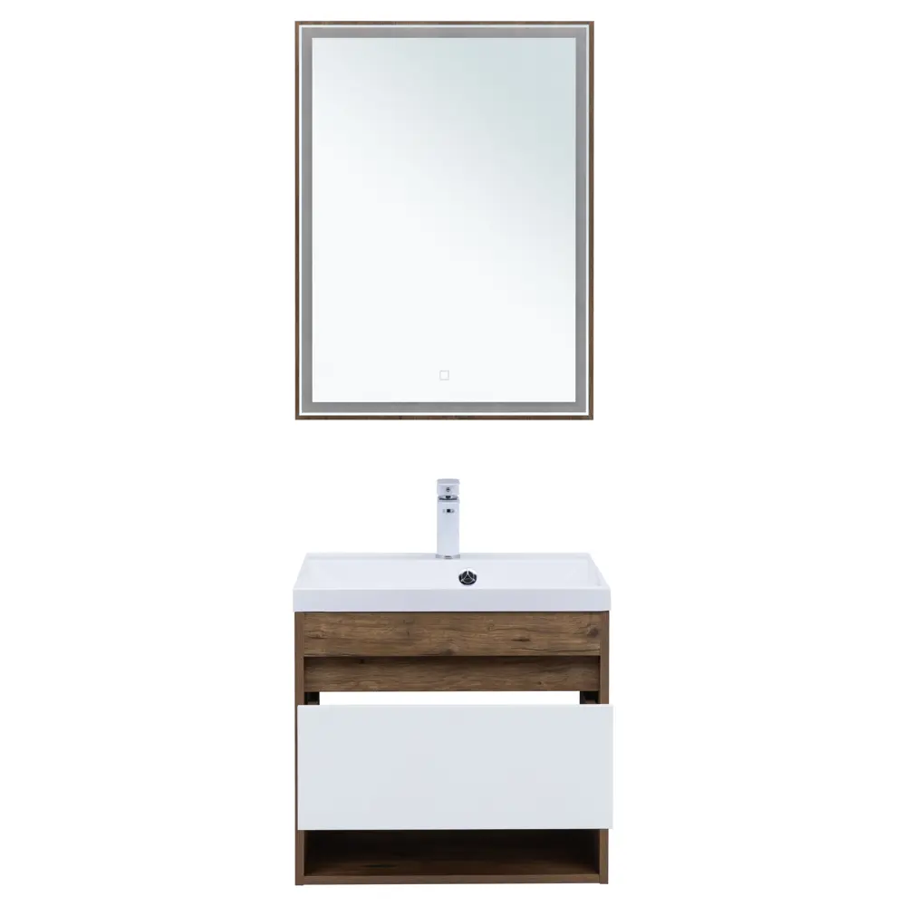 Фото 10 Тумба под раковину напольная Aquanet 00345117 57см цвет дуб рустикальный/белый сатин