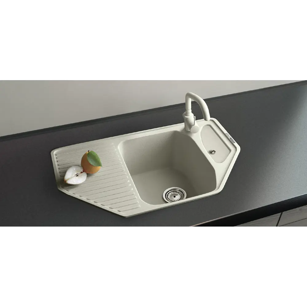 Фото 3 Мойка врезная угловая 50x21x80 см Lava кварц цвет кремовый A.1 CREMA Фото 3 Мойка врезная угловая 50x21x80 см Lava кварц цвет кремовый A.1 CREMA