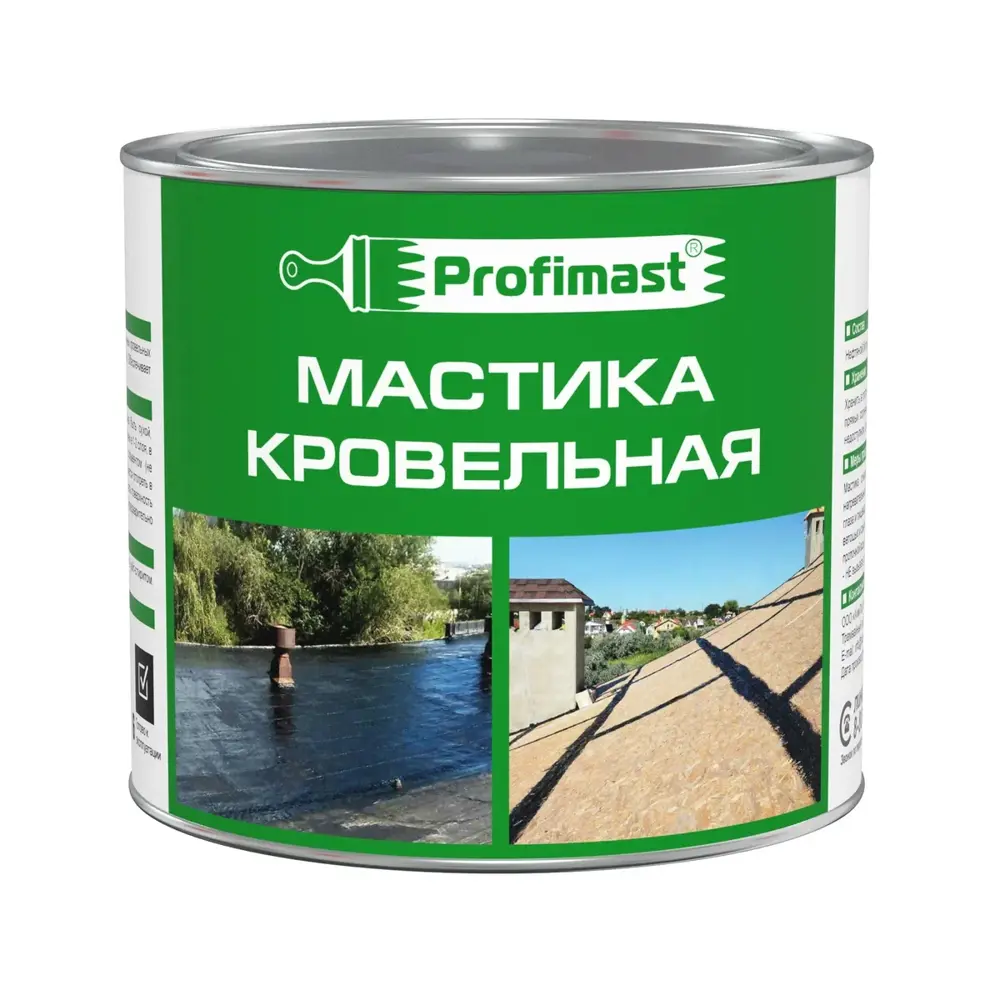 Фото Мастика битумная кровельная Profimast 2л Фото Мастика битумная кровельная Profimast 2л