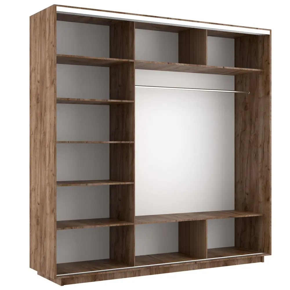 Фото 3 Шкаф-купе Мебельная Компания Е1 2 дверный 220x180x60 см 9 полок ЛДСП цвет крафтовый дуб