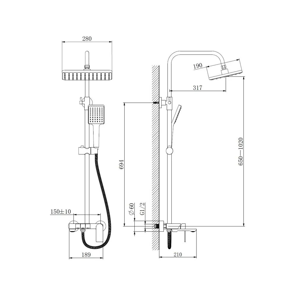 Фото 2 Душевая система KEVON KV20432-7 цвет черный