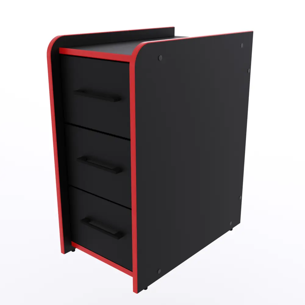 Фото 3 Тумба офисная Stalkermebel 3 ящика 31x52x63 см ЛДСП цвет красный/черный матовый