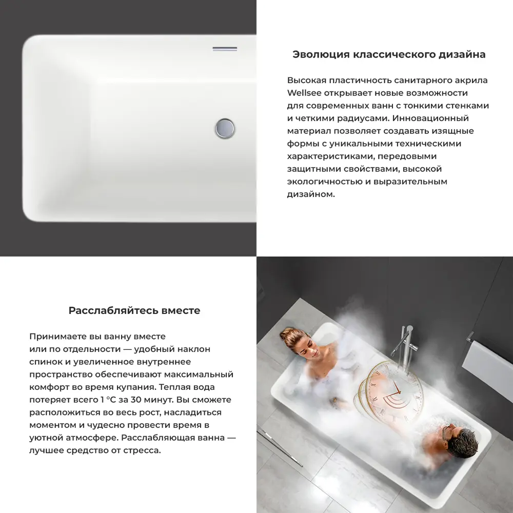 Фото 3 Отдельностоящая ванна Wellsee 23830103R акрил 168x75см Фото 3 Отдельностоящая ванна Wellsee 23830103R акрил 168x75см