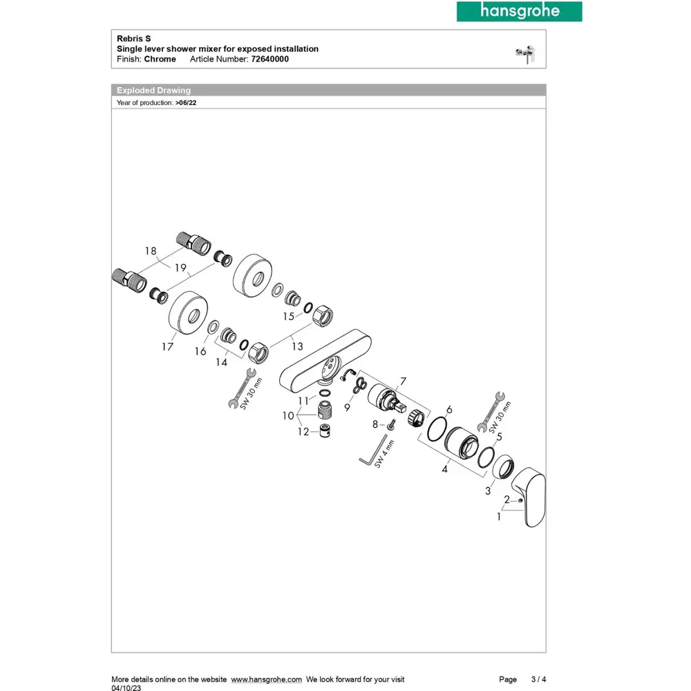 Фото 12 Смеситель для душа Hansgrohe Rebris S 72640000 Фото 12 Смеситель для душа Hansgrohe Rebris S 72640000