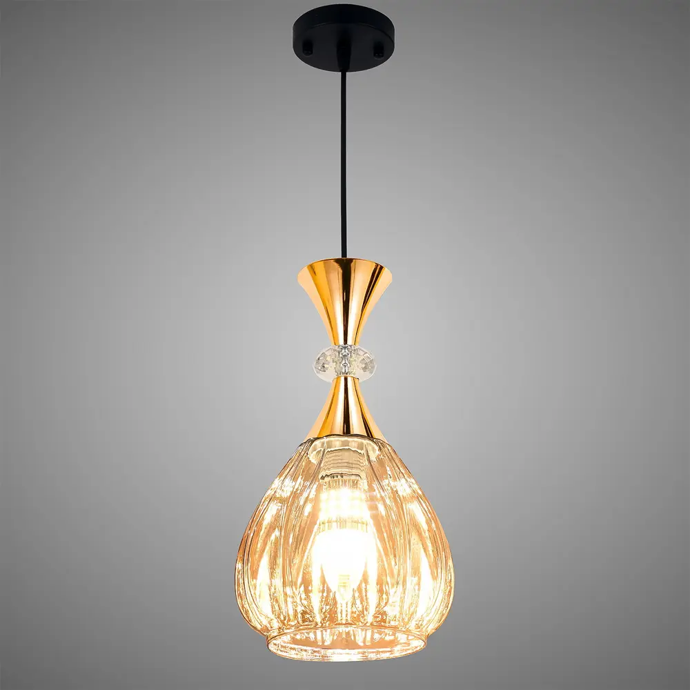 Фото 3 Светильник подвесной Reluce 09015-0.9-01 amber 1 лампа 6 м² цвет золото/коричневый/черный