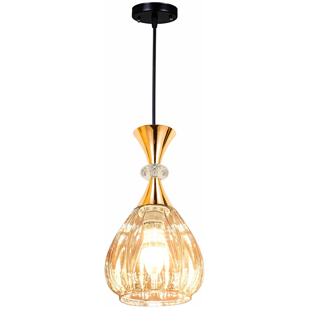 Фото Светильник подвесной Reluce 09015-0.9-01 amber 1 лампа 6 м² цвет золото/коричневый/черный Фото Светильник подвесной Reluce 09015-0.9-01 amber 1 лампа 6 м² цвет золото/коричневый/черный