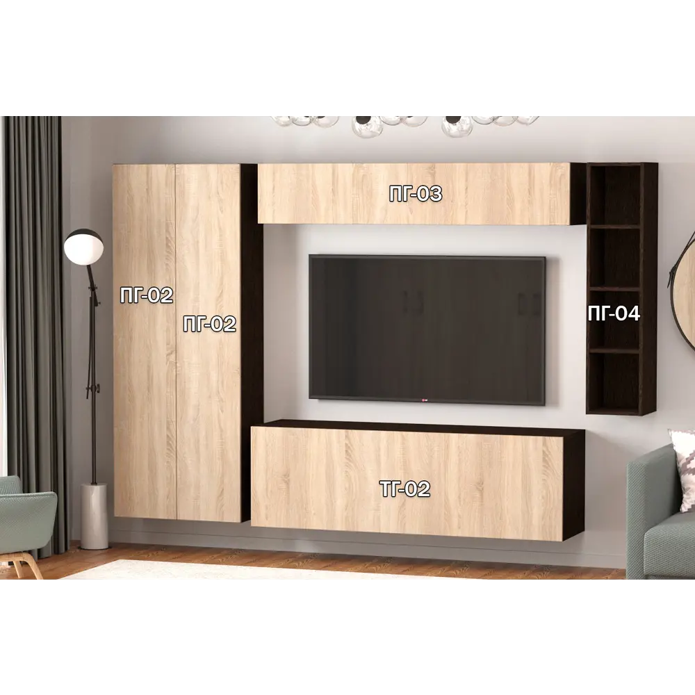 Фото 3 Полка Furnistyle 11806 160x50x42 см ЛДСП цвет венге, дуб сонома Фото 3 Полка Furnistyle 11806 160x50x42 см ЛДСП цвет венге, дуб сонома