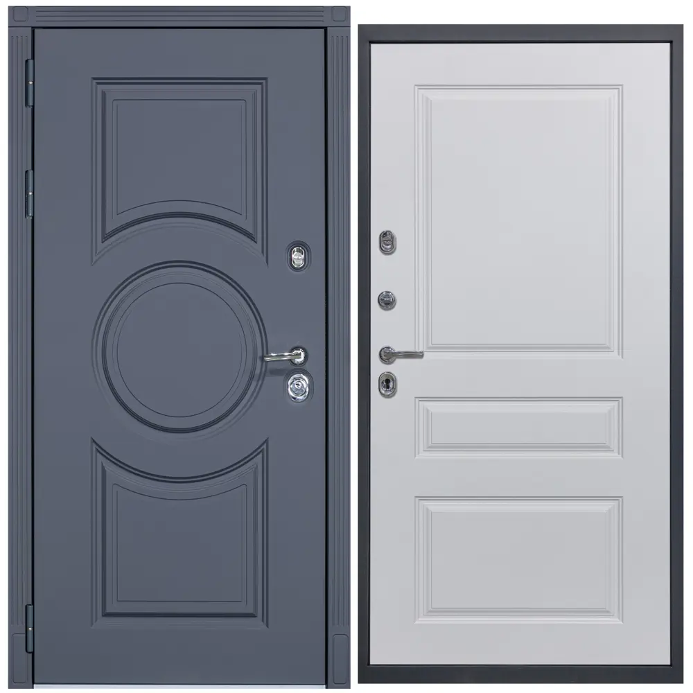 Фото Входная дверь Diva ДХ-30 205x96см левый серый софт/Д13 белый софт