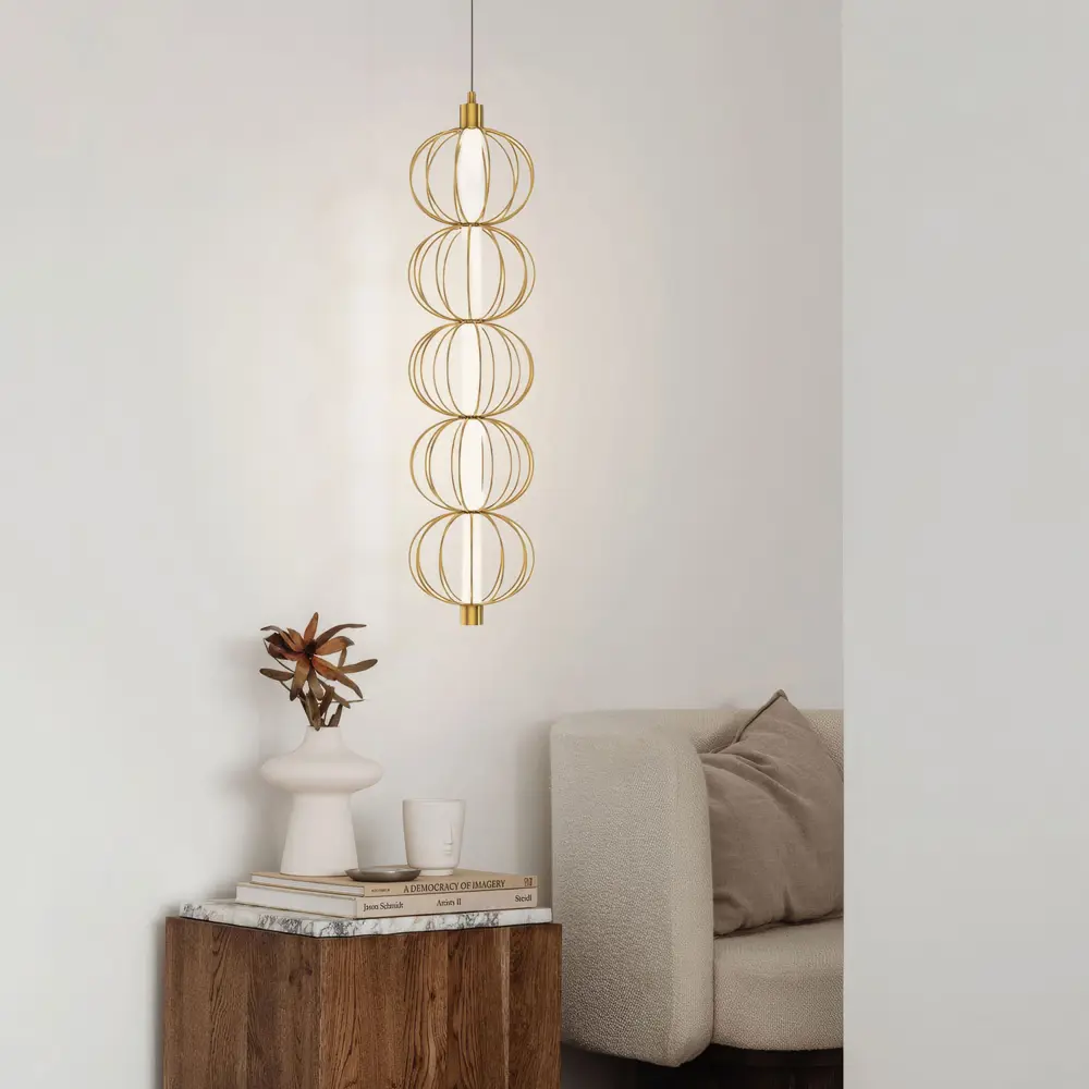 Фото 2 Светильник подвесной светодиодный Lussole Howard Lsp-7346 3.5 м² теплый белый (желтый) свет цвет золотистый Фото 2 Светильник подвесной светодиодный Lussole Howard Lsp-7346 3.5 м² теплый белый (желтый) свет цвет золотистый