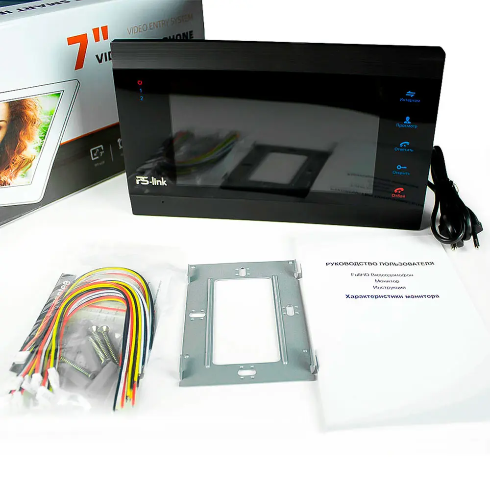 Фото 6 Комплект видеодомофона Ps-link KIT-7621BS-28 7" цвет чёрный Фото 6 Комплект видеодомофона Ps-link KIT-7621BS-28 7" цвет чёрный