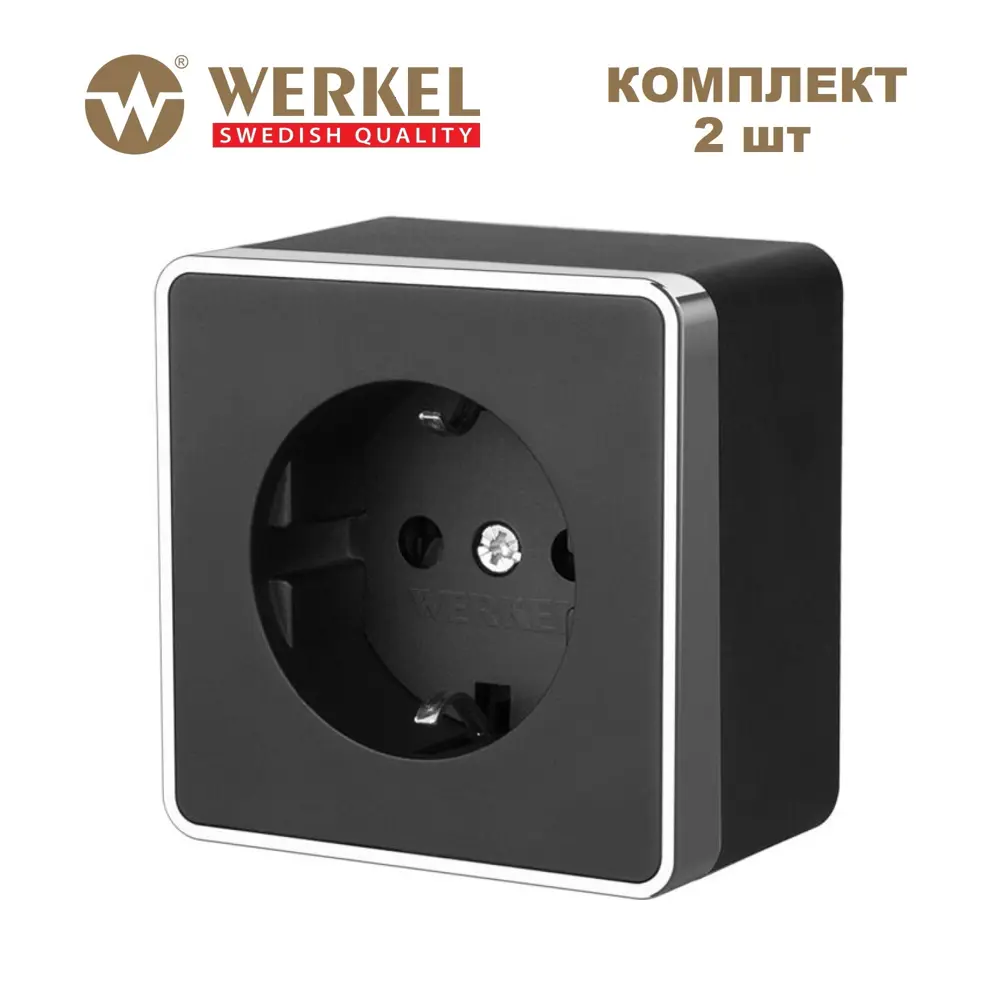 Фото Розетка накладная Werkel Gallant a069044 с заземлением цвет черный 2 шт. Фото Розетка накладная Werkel Gallant a069044 с заземлением цвет черный 2 шт.