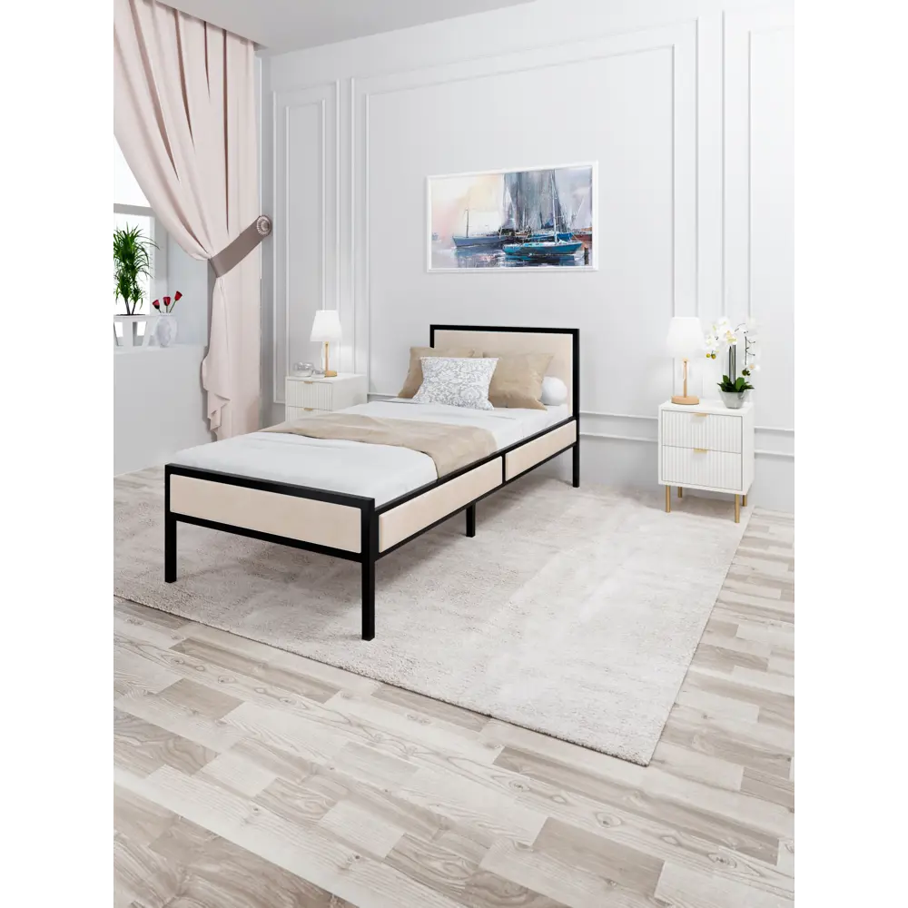 Фото 4 Кровать Solarius KOMP90loft-obiv-rs3-black-orto Кровать Лофт Компакт орто 95 x 89 x 206 см дсп цвет бежевый/черный Фото 4 Кровать Solarius KOMP90loft-obiv-rs3-black-orto Кровать Лофт Компакт орто 95 x 89 x 206 см дсп цвет бежевый/черный