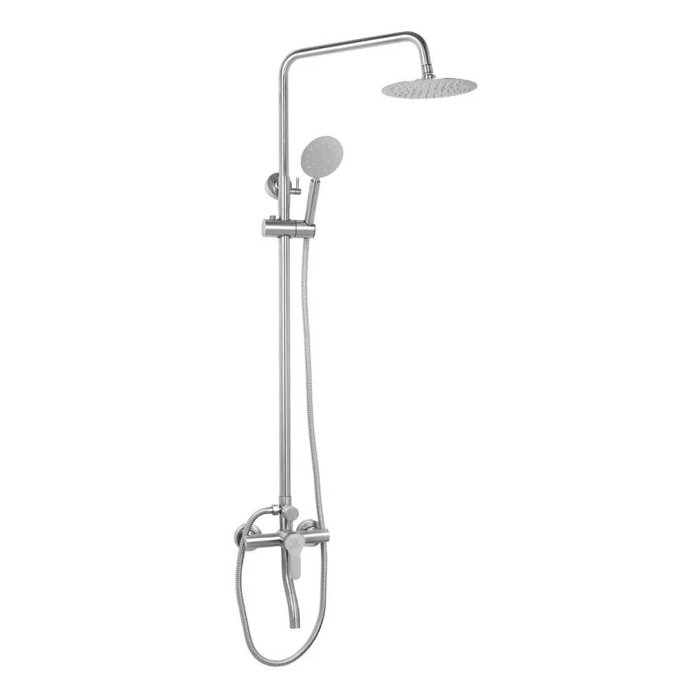 Фото Душевая система Wasser Zimmer ZM-7721-18A с тропическим душем и смесителем сатиновая из нержавеющей стали Фото Душевая система Wasser Zimmer ZM-7721-18A с тропическим душем и смесителем сатиновая из нержавеющей стали