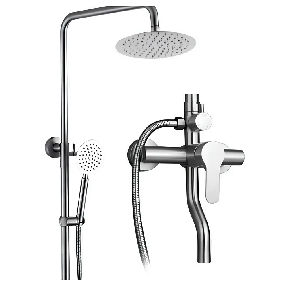 Фото 10 Душевая система Wasser Zimmer ZM-7721-18A с тропическим душем и смесителем сатиновая из нержавеющей стали Фото 10 Душевая система Wasser Zimmer ZM-7721-18A с тропическим душем и смесителем сатиновая из нержавеющей стали