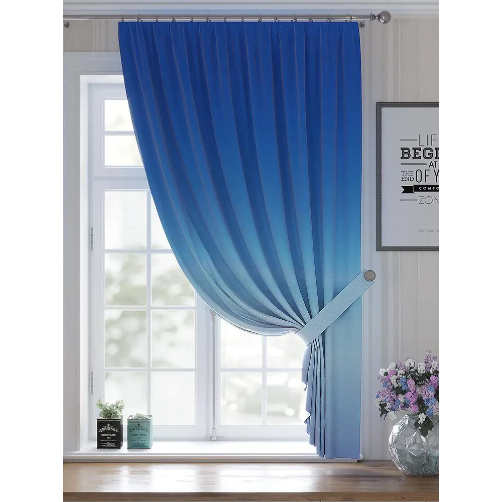 Фото 4 Штора Helga Рикнорис TD-530472 на шторной ленте, 180x150 см, цвет синий Фото 4 Штора Helga Рикнорис TD-530472 на шторной ленте, 180x150 см, цвет синий