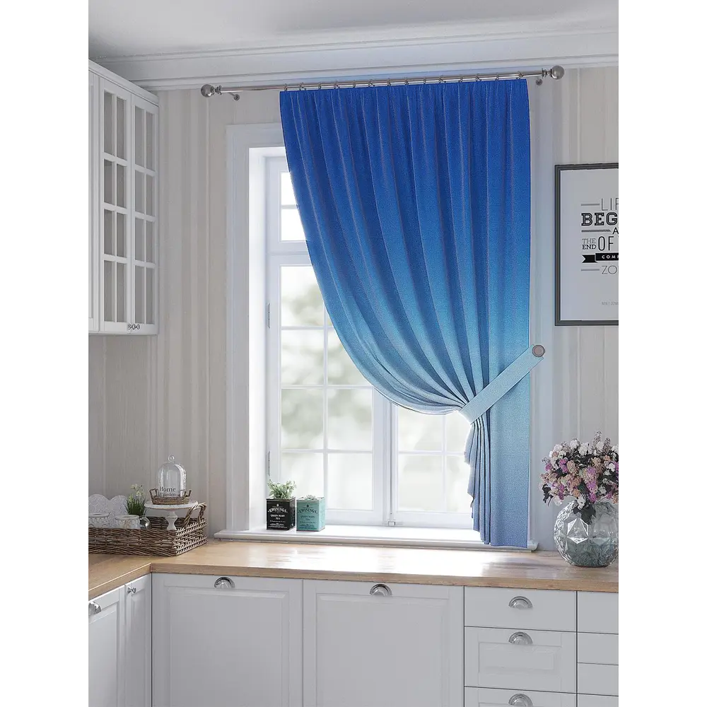 Фото Штора Helga Рикнорис TD-530472 на шторной ленте, 180x150 см, цвет синий Фото Штора Helga Рикнорис TD-530472 на шторной ленте, 180x150 см, цвет синий