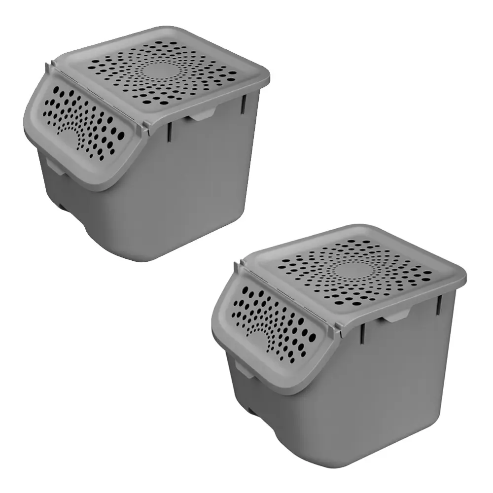 Фото Ящик для хранения Phibo 27.5x24x24 см полипропилен цвет серый 2 шт. Фото Ящик для хранения Phibo 27.5x24x24 см полипропилен цвет серый 2 шт.