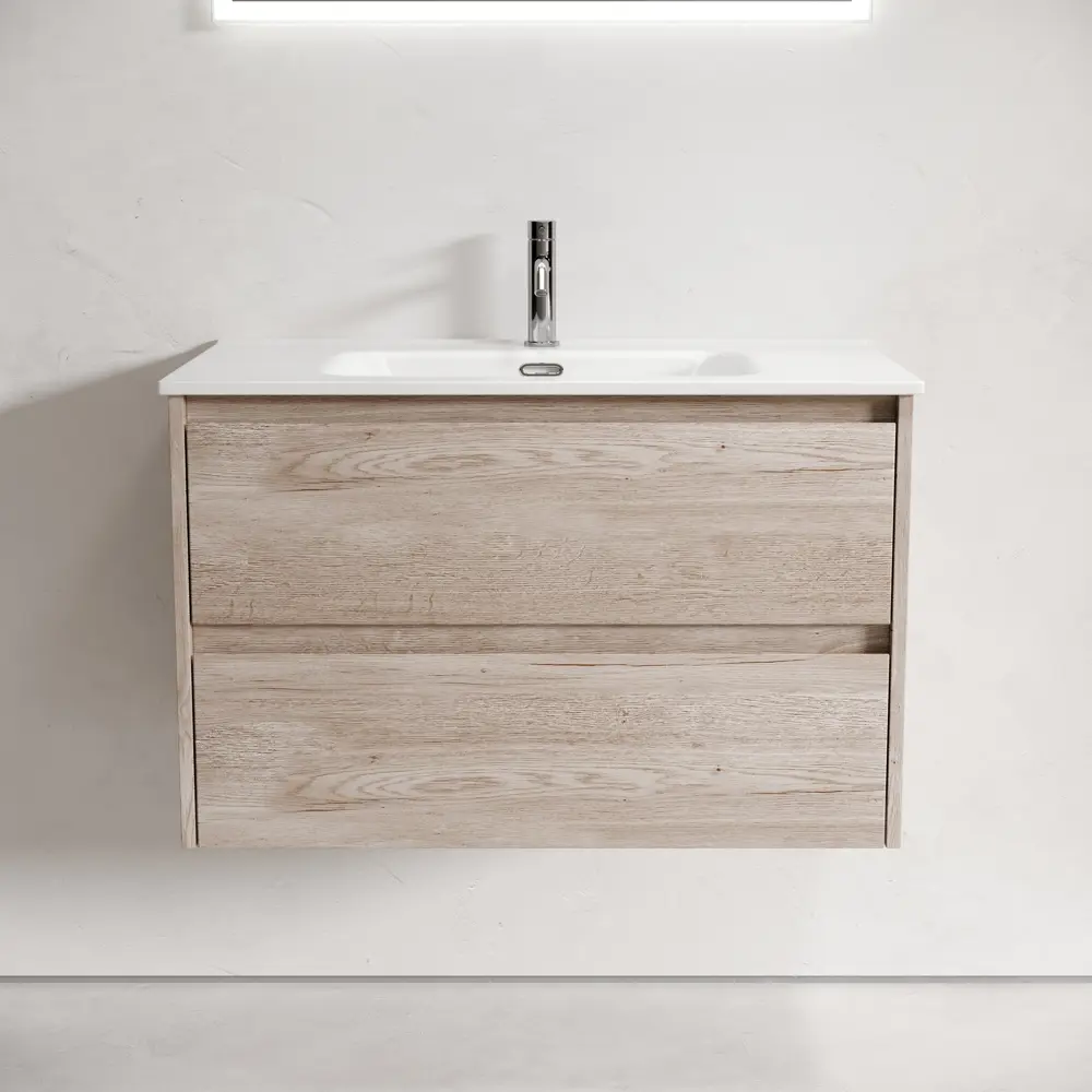 Фото 4 Тумба подвесная SANCOS Libra LB8EG 79x45x50 c двумя ящиками оснащенными доводчиками, дуб галифакс натуральный