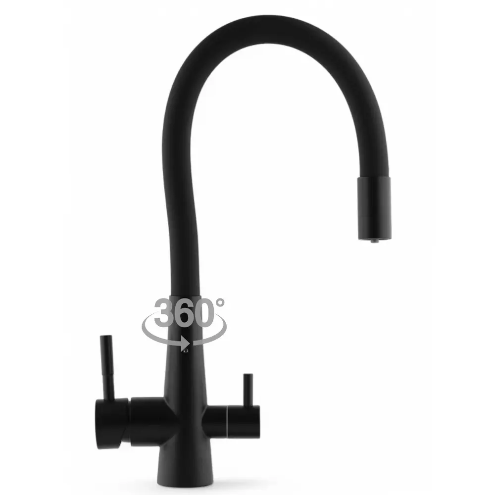Фото 3 Смеситель для кухни Wasser zimmer гибкий излив ZM-2013H 21 см цвет черный Фото 3 Смеситель для кухни Wasser zimmer гибкий излив ZM-2013H 21 см цвет черный