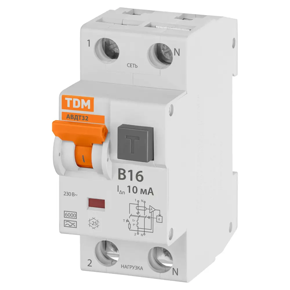 Фото 2 Дифференциальный автомат Tdm electric 2P B16 А 10 мА 6 кА A SQ0202-0200 Фото 2 Дифференциальный автомат Tdm electric 2P B16 А 10 мА 6 кА A SQ0202-0200