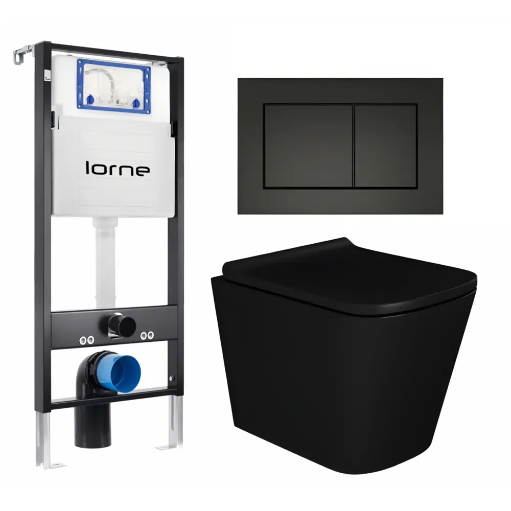 Фото Комплект инсталляция с унитазом Lorne 630280 цвет черный Фото Комплект инсталляция с унитазом Lorne 630280 цвет черный