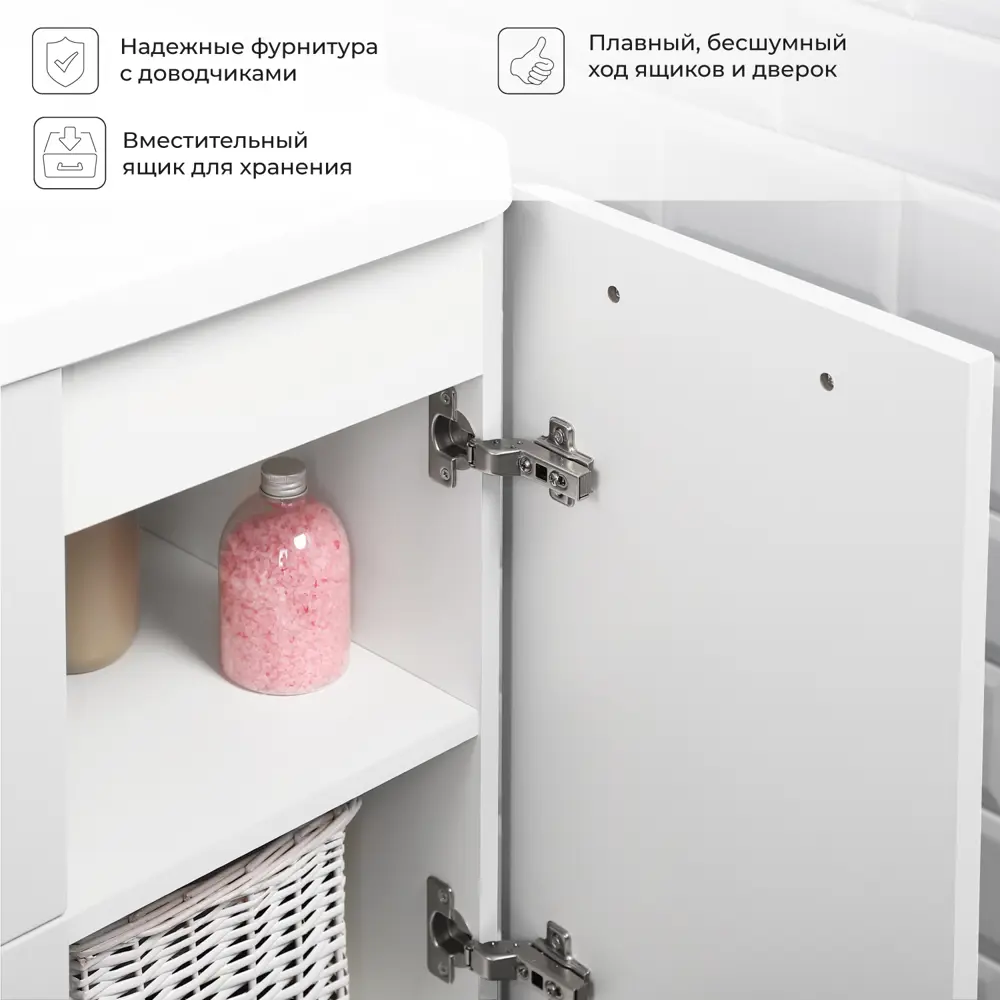 Фото 6 Тумба с раковиной напольная Итана Nais 100 2.0 1002x450x780, белый матовый Фото 6 Тумба с раковиной напольная Итана Nais 100 2.0 1002x450x780, белый матовый