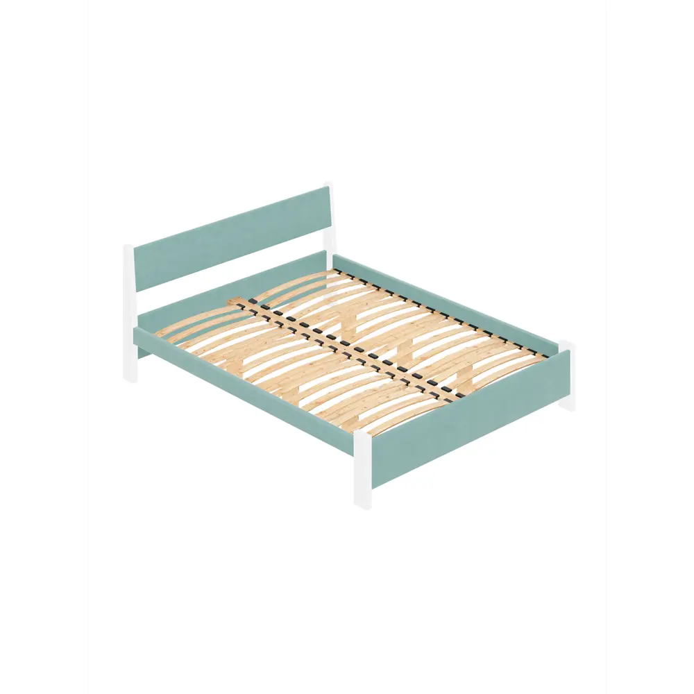 Фото Кровать Solarius Мишка орто основание 130 x 80 x 210 см дерево цвет тиффани;белый