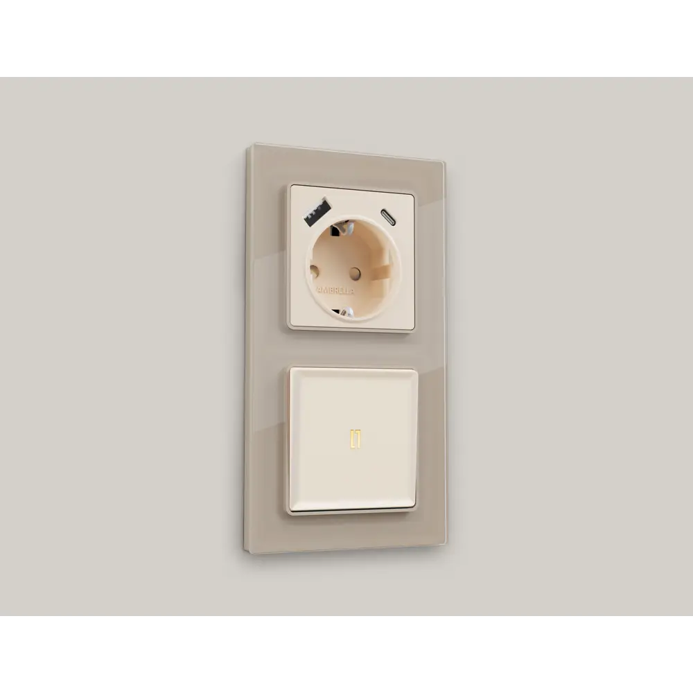 Фото 2 Накладка для розетки с заземлением и со шторками 2USB A+C Ambrella volt Alfa AP3300 цвет бежевый матовый Фото 2 Накладка для розетки с заземлением и со шторками 2USB A+C Ambrella volt Alfa AP3300 цвет бежевый матовый