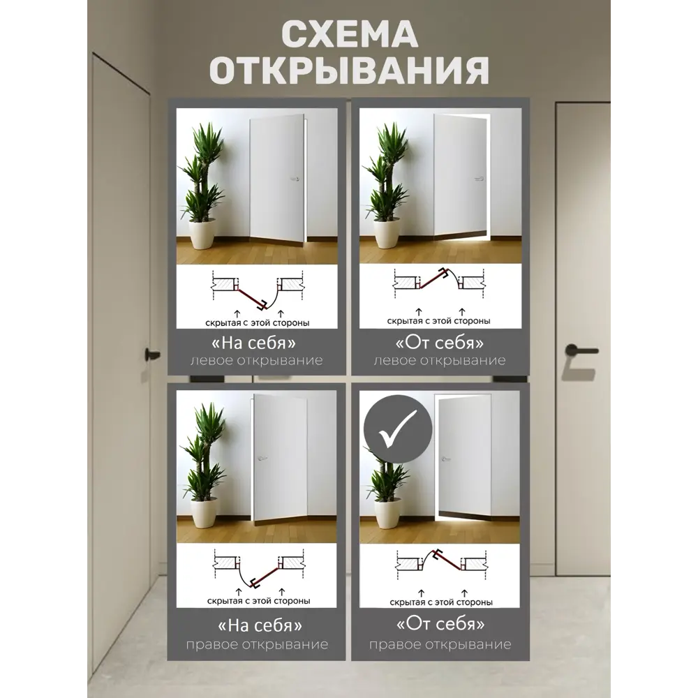 Фото 4 Дверь скрытая Invizible.loft Легкий монтаж глухая правая от себя 200x60см белый цвет кромки черный матовый Фото 4 Дверь скрытая Invizible.loft Легкий монтаж глухая правая от себя 200x60см белый цвет кромки черный матовый
