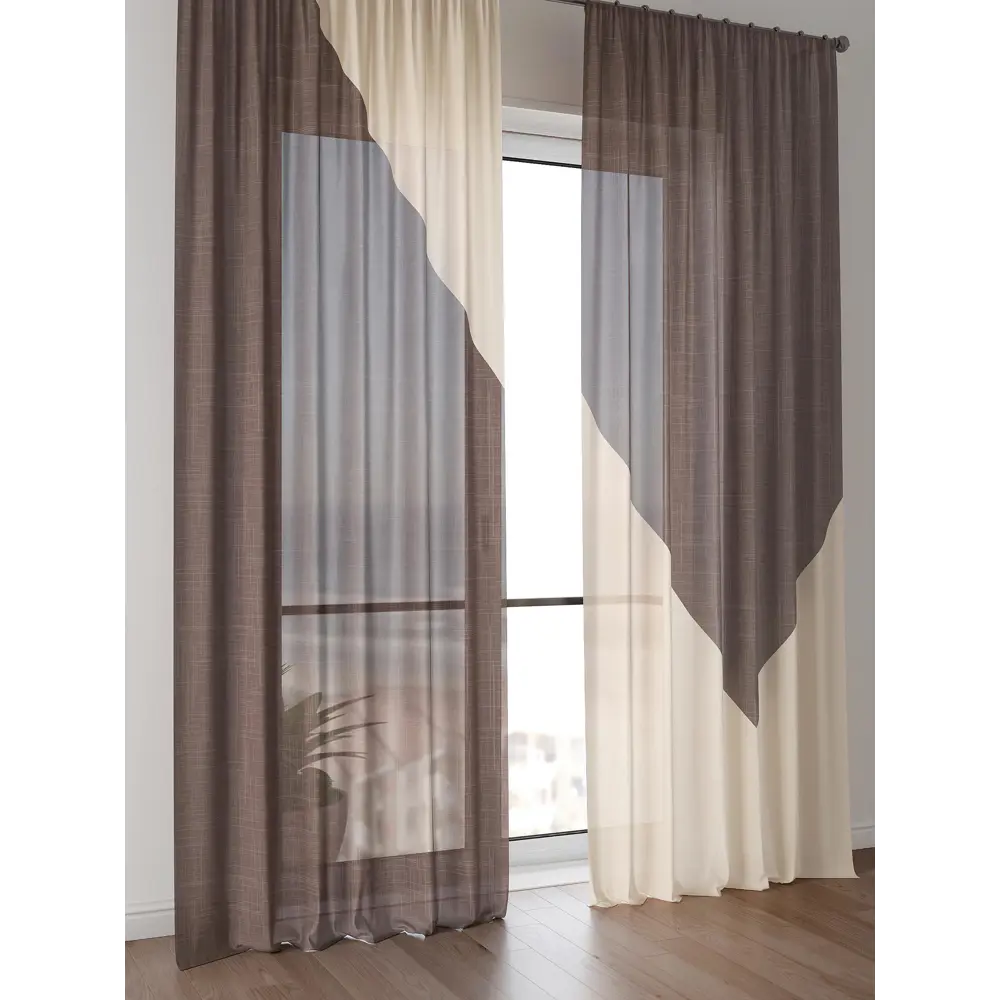 Фото 3 Тюль Comfy Way Алоуна - 178 CW580178-240 150x240 см на шторной ленте цвет бежевый 2 шт